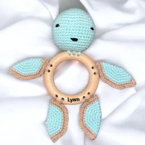 Hochet tortue avec prénom gravé