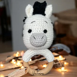 Hochet zébre avec prénom gravé