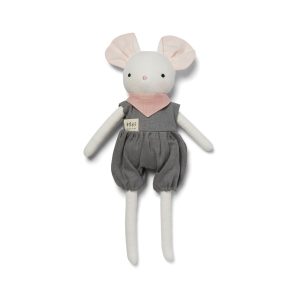 Peluche_souris_bebe_rose_lin.jpgv1760348801 Peluche souris personnalisable, lin blanc, foulard rose
