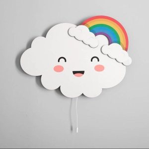 Applique murale en forme de nuage arc-en-ciel avec lumière Led blanche