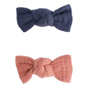 Lot de 2 barrettes noeuds en Gaze de coton