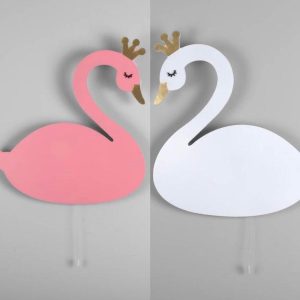 Lampe de chevet en bois avec motif de cygne pour enfants