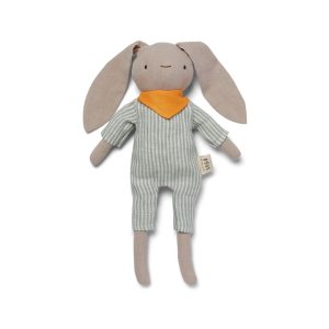 lapin-peluche-vert-lin-naissance.jpgv1753280552 Peluche Lapin en lin Blanc et vert, Foulard orange