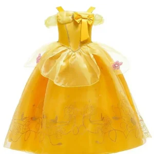 Robe Princesse Fille Tulle Jaune