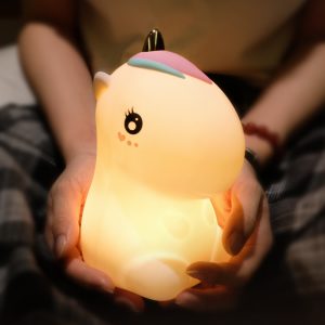Veilleuse colorée licorne LED, en Silicone, Rechargeable par USB