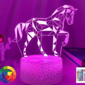 Veilleuse de chevet à LED illusion d’optique cheval