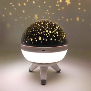 Veilleuse LED projecteur rotatif ciel étoilé pour enfant avec USB